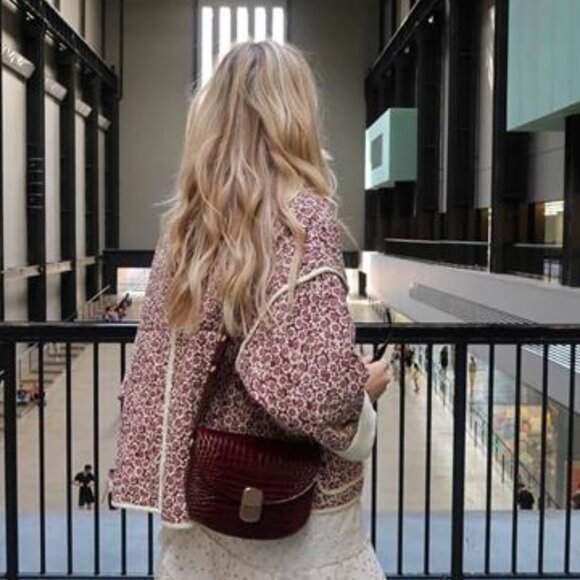 Women’s Retro Floral Quilted Cropped Puffer Jacket Stand Collar Vintage Coat - Picture 4 of 6